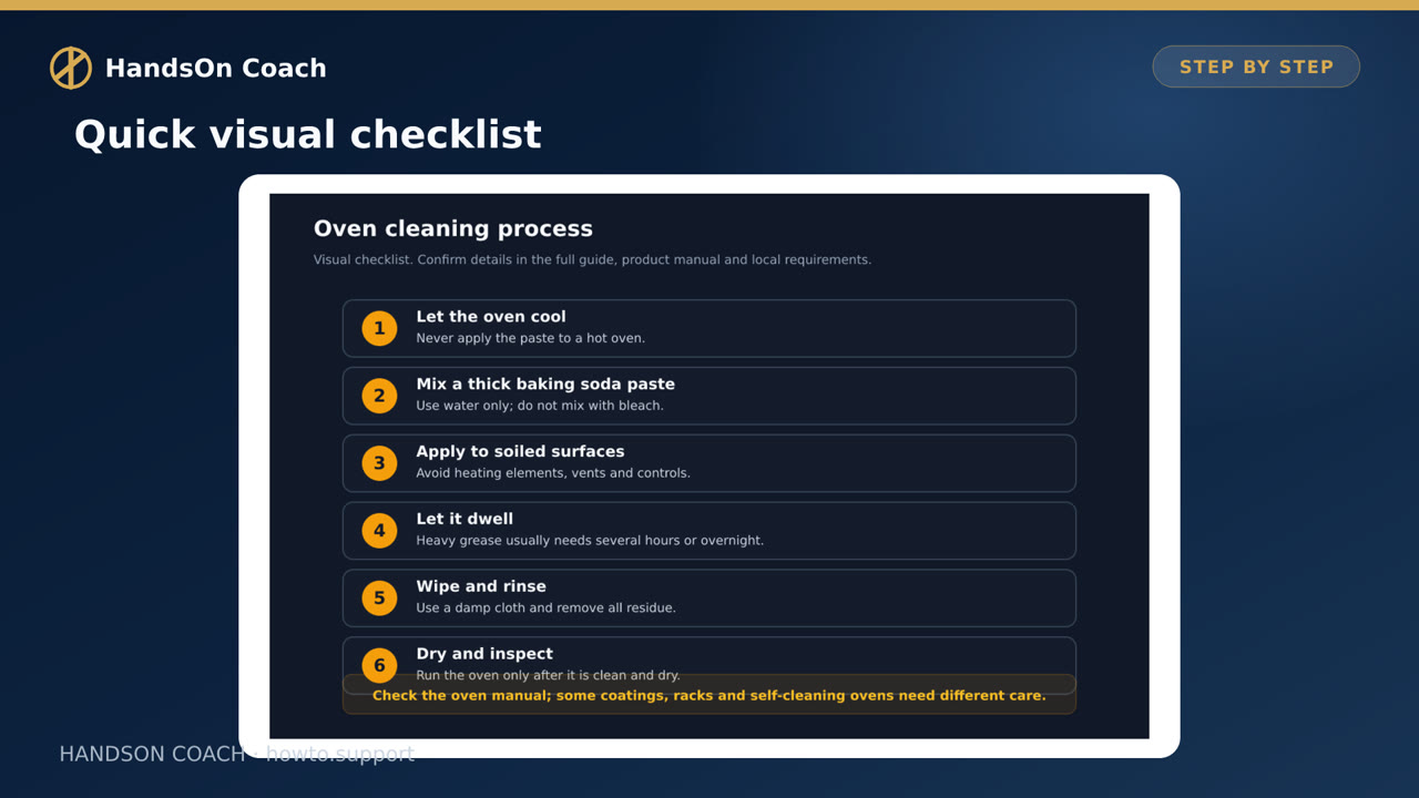 How to Clean an Oven With Baking Soda and Vinegar visual checklist